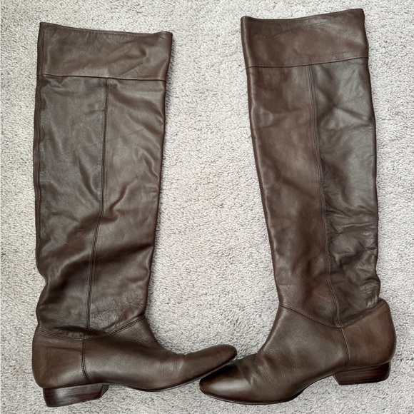 40% OFF POUR LA VICTOIRE Brown Leather Knee High Slouch Boots 8.5 - Picture 2 of 5